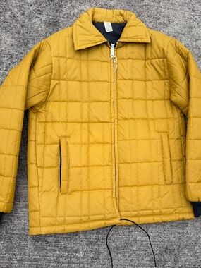 NWT Vintage 70s Montgomery Ward Reversible Quilted Puffer Jacket Gold Navy M